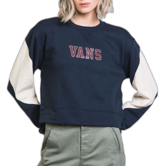 VANS Academy Colorblock Crop Crew *Navy/Cream - Picture 1 of 9